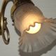 French Vintage Brass Single Wall Light Patterned Frilled Glass Shade