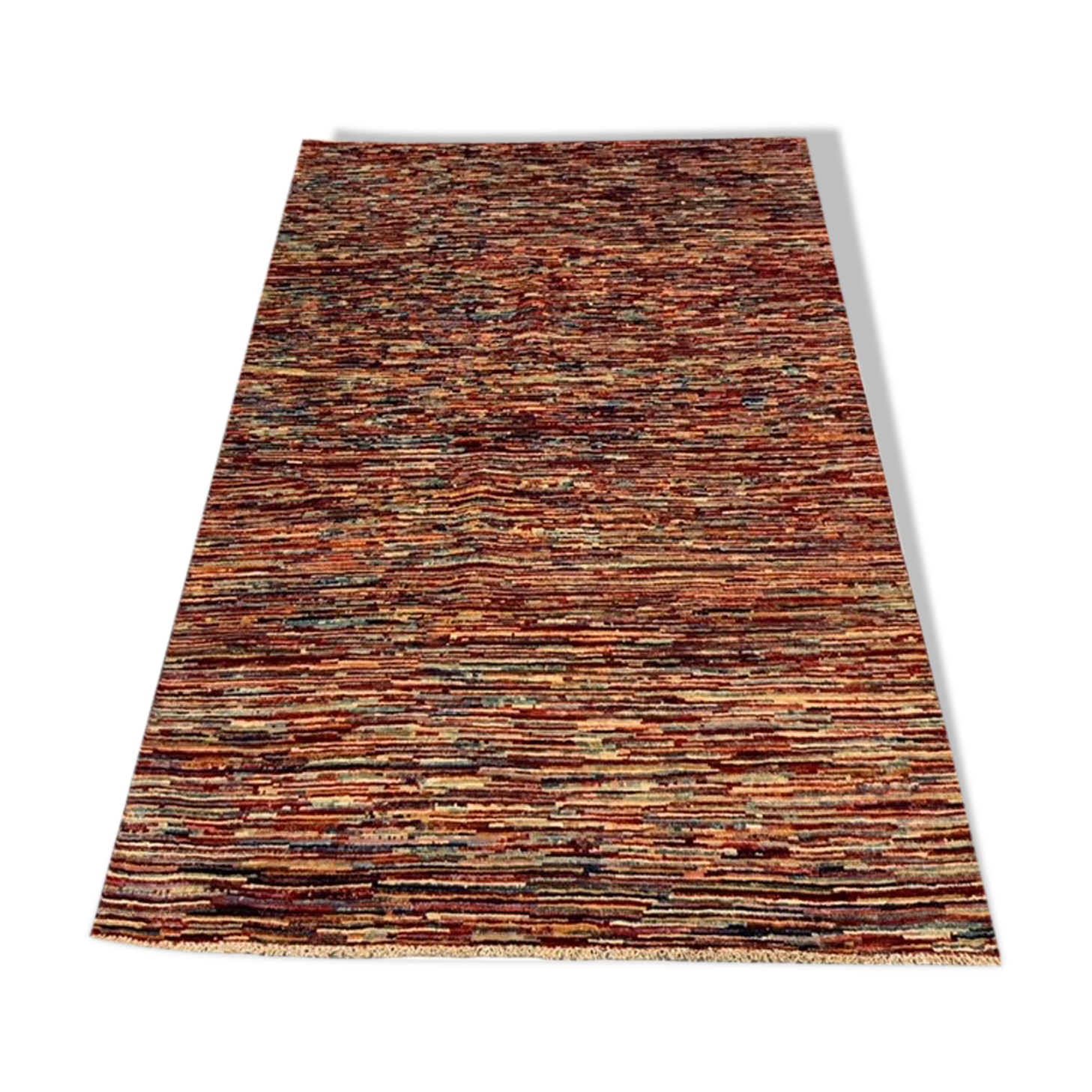Tapis en laine à rayures multicolore