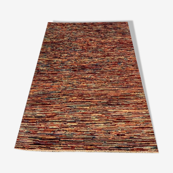 Multicolored striped wool carpet