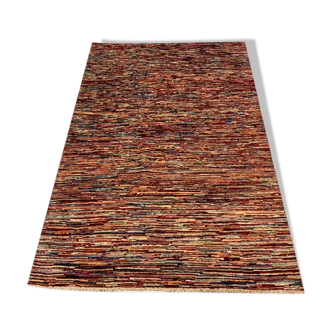 Multicolored striped wool carpet