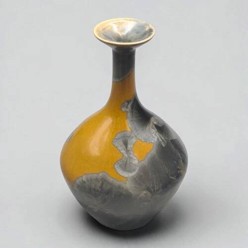 Vintage ceramic vase in French signed crystal glaze 19 cm