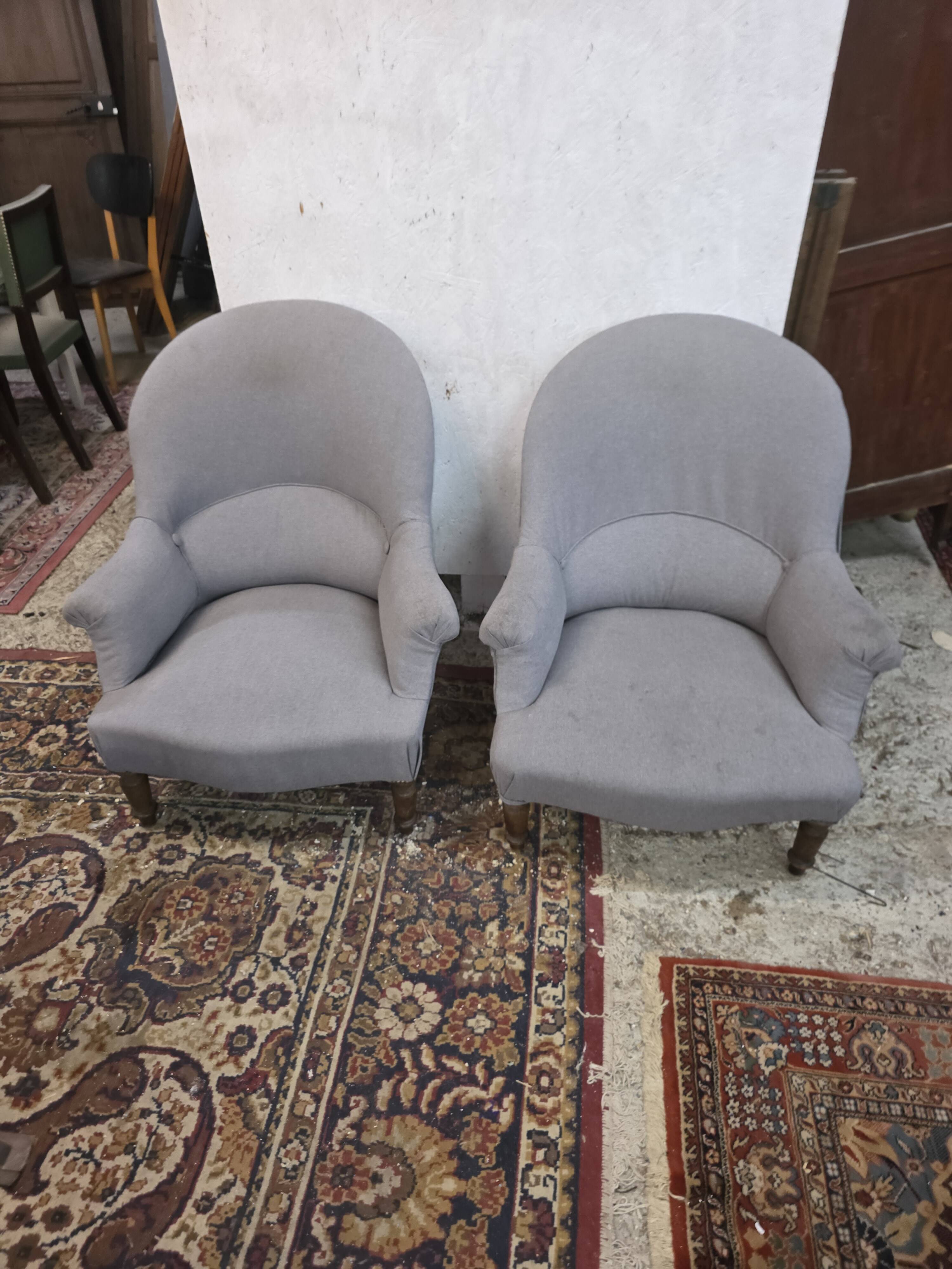 Paire de fauteuils crapaud Napoléon III