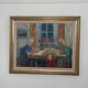 Original mid-century Swedish oil on canvas – “Family” by Eric With – vintage & framed – 75 × 91 cm (29.5" × 35.8")