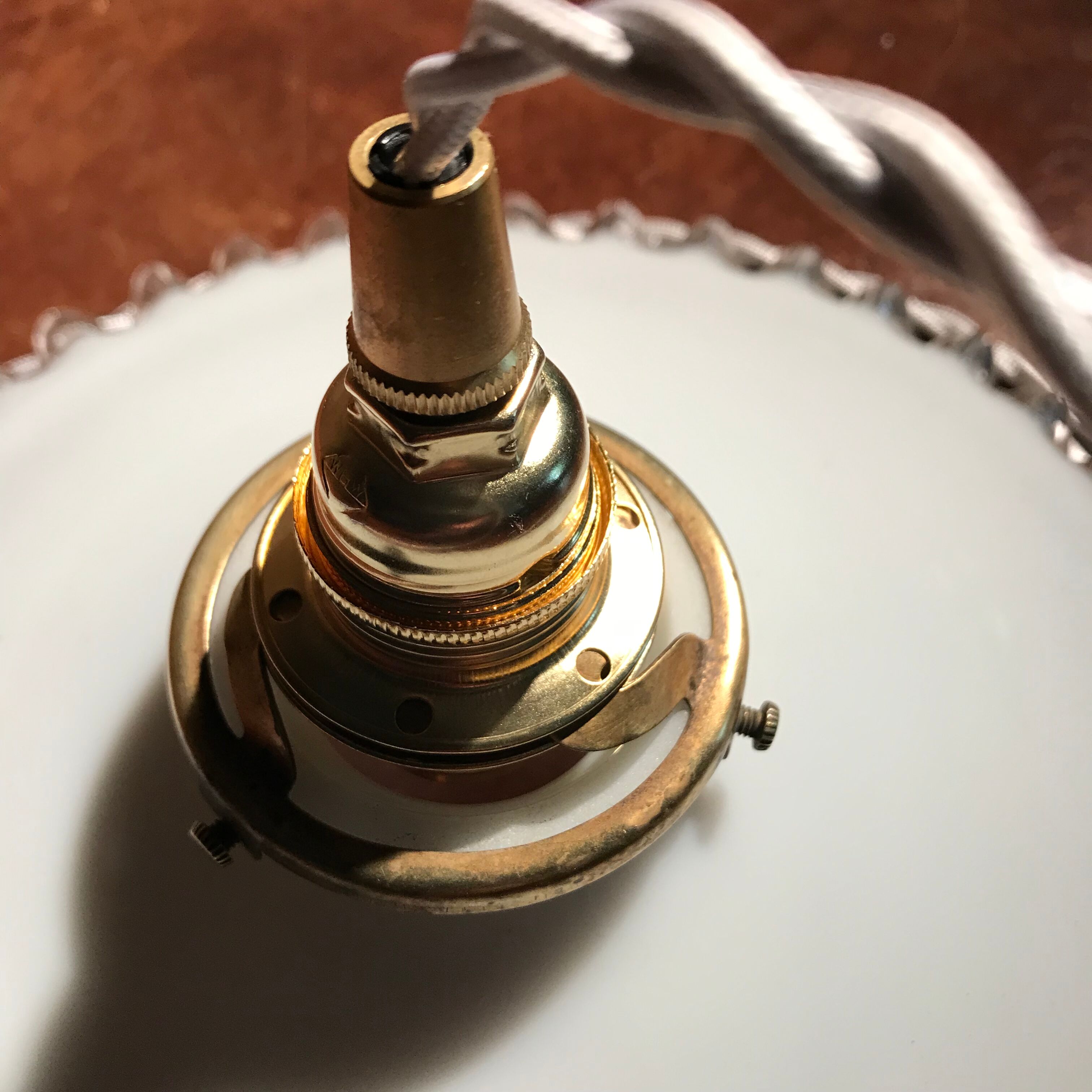 Suspension in translucent opaline vintage 1900