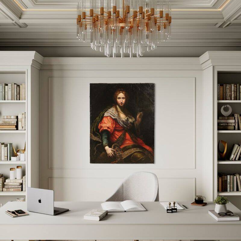 Ancient Italian painting from the 17th century, allegory of magnificence