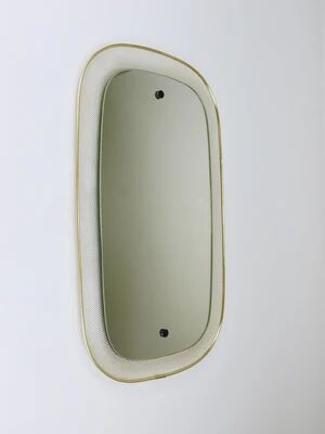 Vereinigte Werkstätten Mid-Century Wall Mirror, Rigitulle Metal & Brass