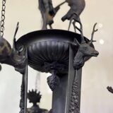 Tripod with herons, oil lamp holder, large object, bronze, Italy 19th century