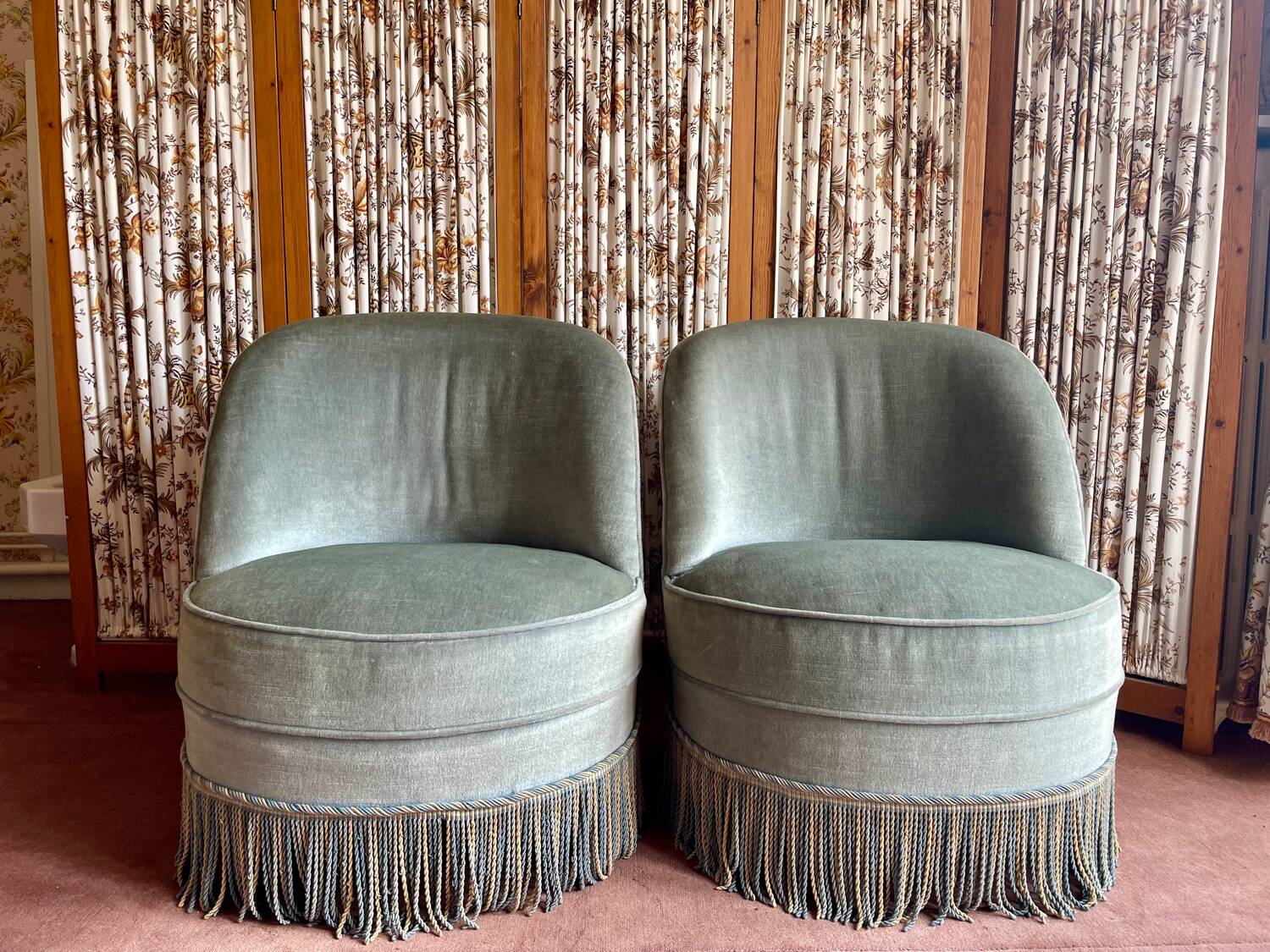 Old sky blue toad armchairs