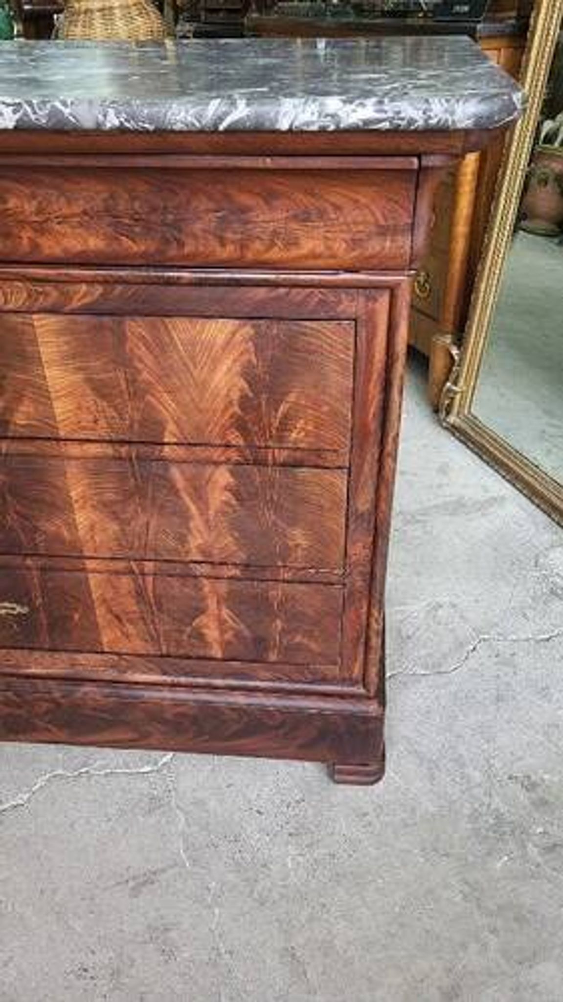 LOUIS XVI COMMODE IN MAHOGANY WITH 3 DRAWERS FROM THE 19TH CENTURY