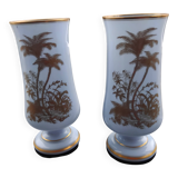 Pair of 19th century opaline crystal and gold vases