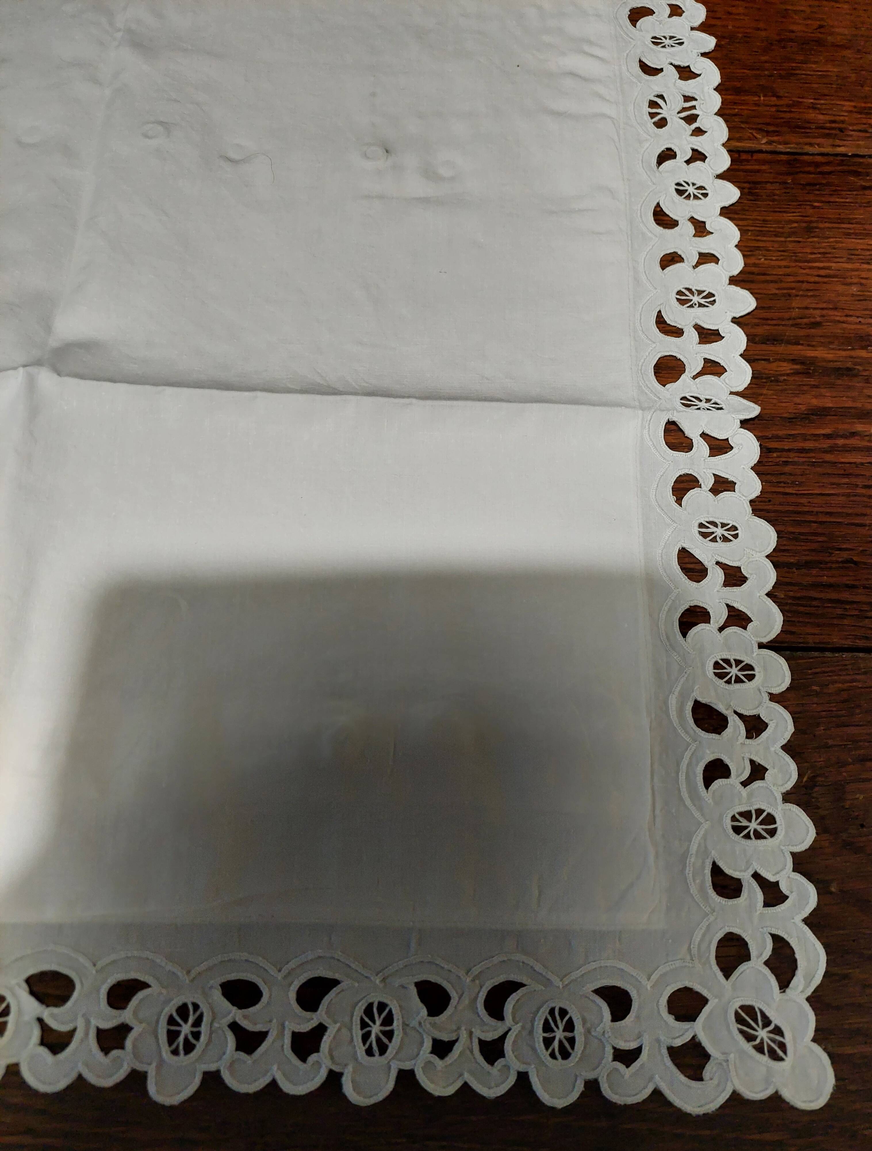 Old white cotton pillowcase 63 x 69 cm