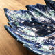 Plat feuille céramique bleue Vallauris