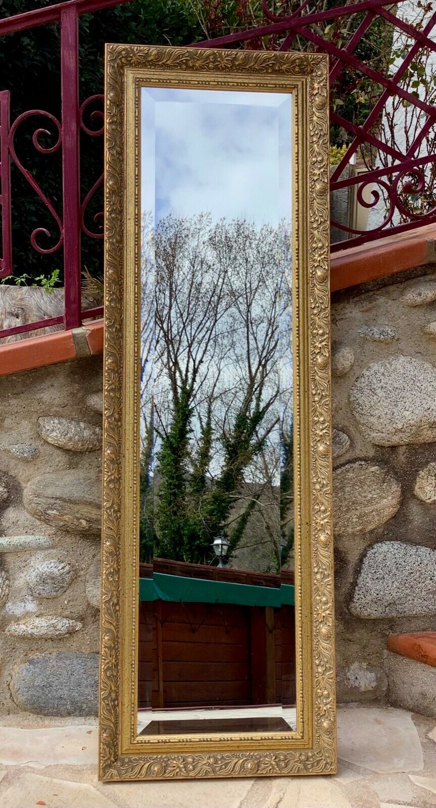 Napoleon III bevelled ice mirror 132x42cm