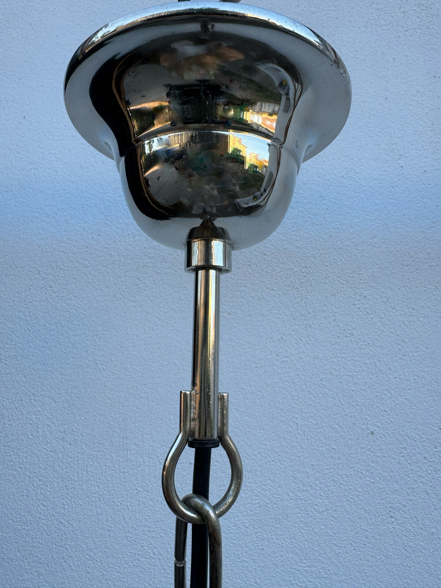 Modern hammered chrome metal suspension
