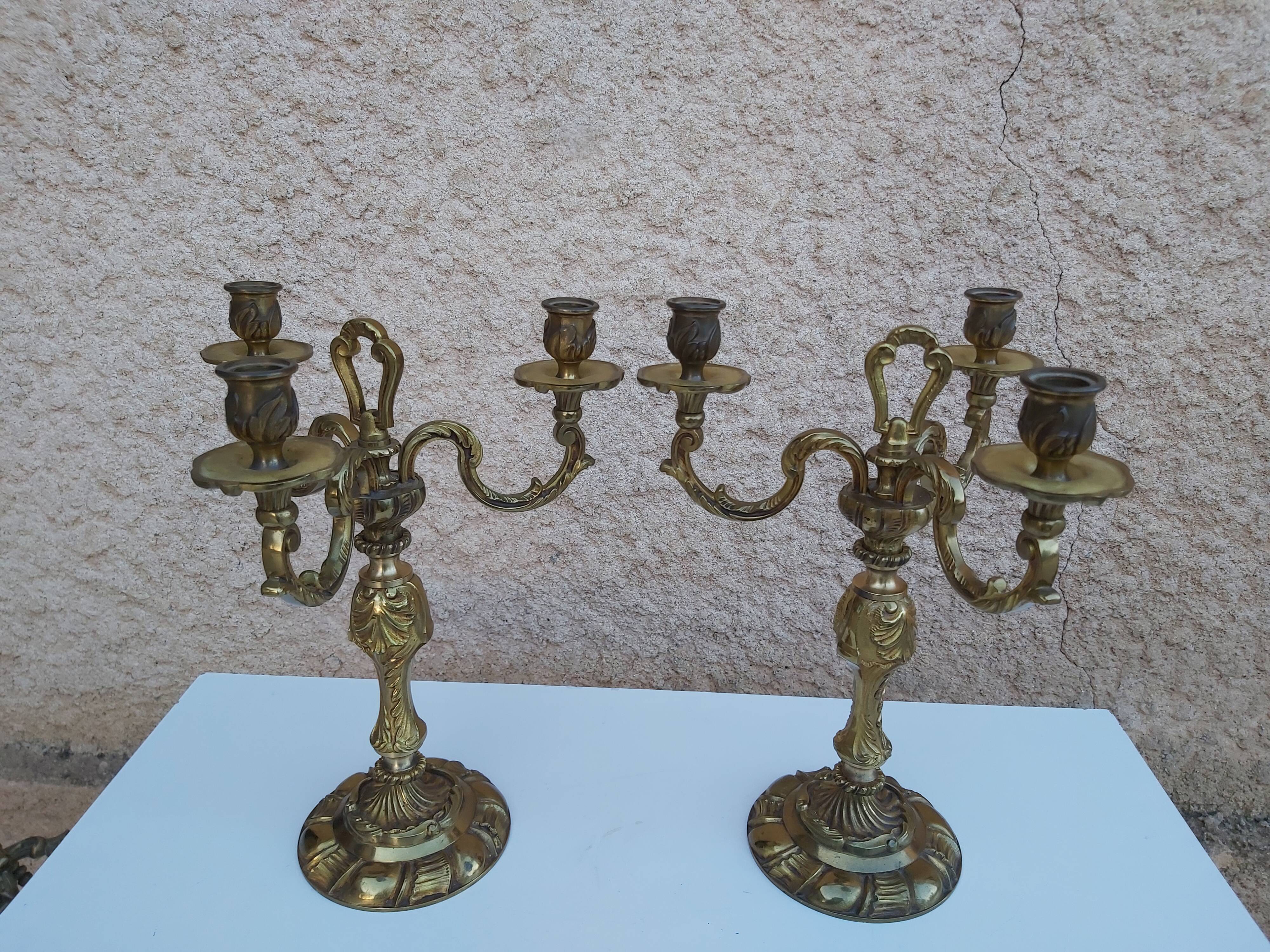 Pair of bronze candlesticks