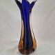 Vintage cobalt blue and amber blown glass vase in Murano style.