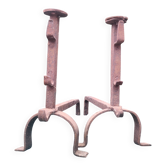 Pair of wrought iron fire dogs.