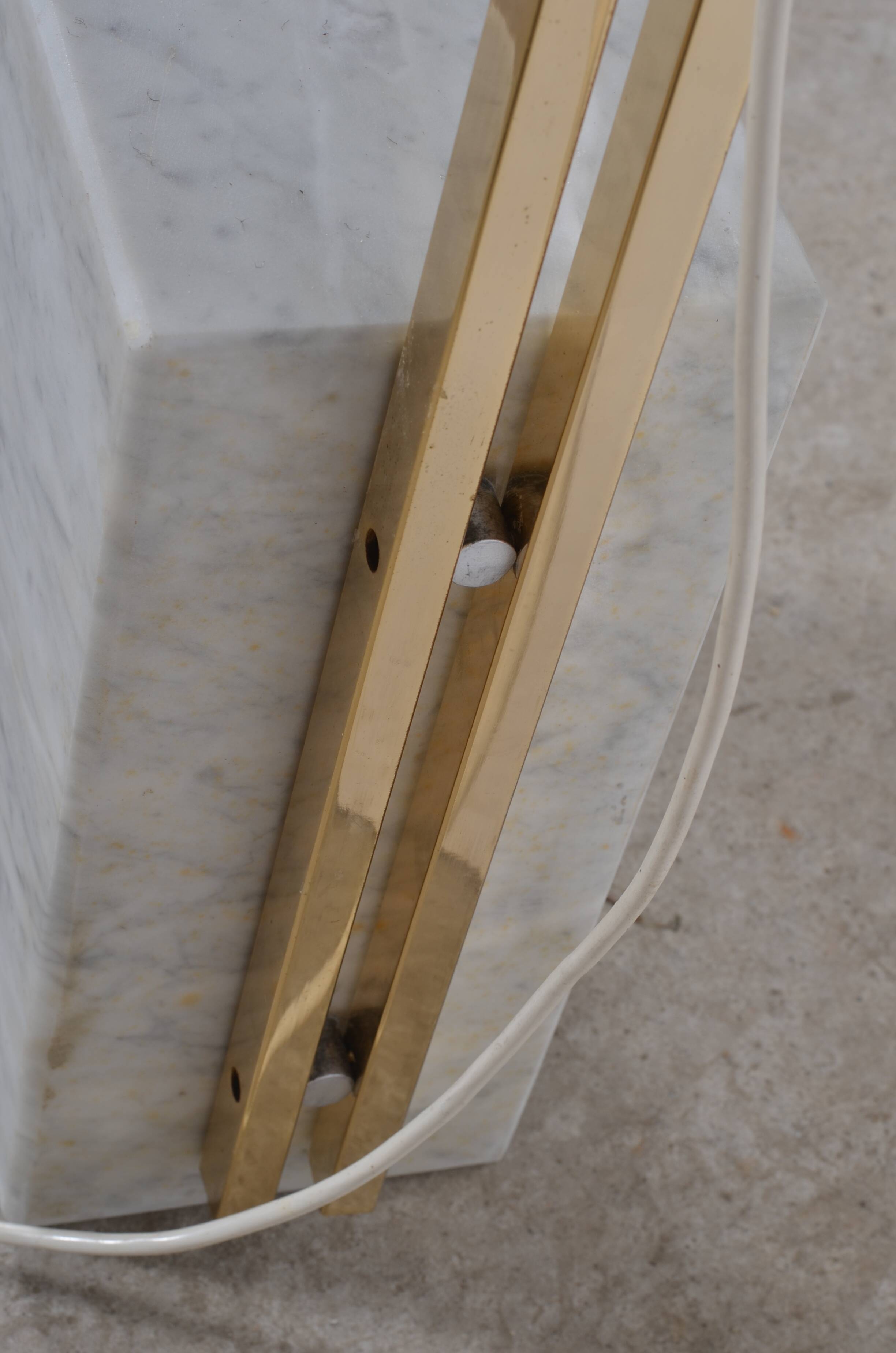 Arc floor lamp, marble feet.