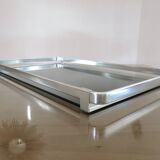 Very large tray, MB Italy for Roche Bobois, aluminum and smoked glass, 70