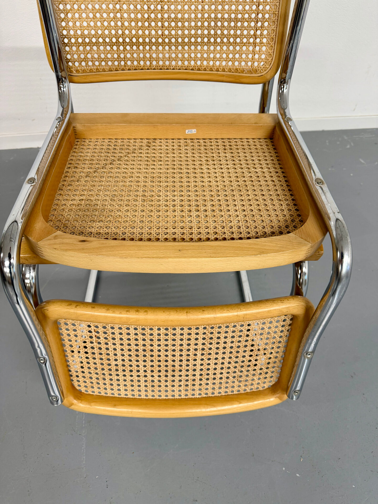 Set of 2 Italian cantilever chairs in cane Cesca 1970s,