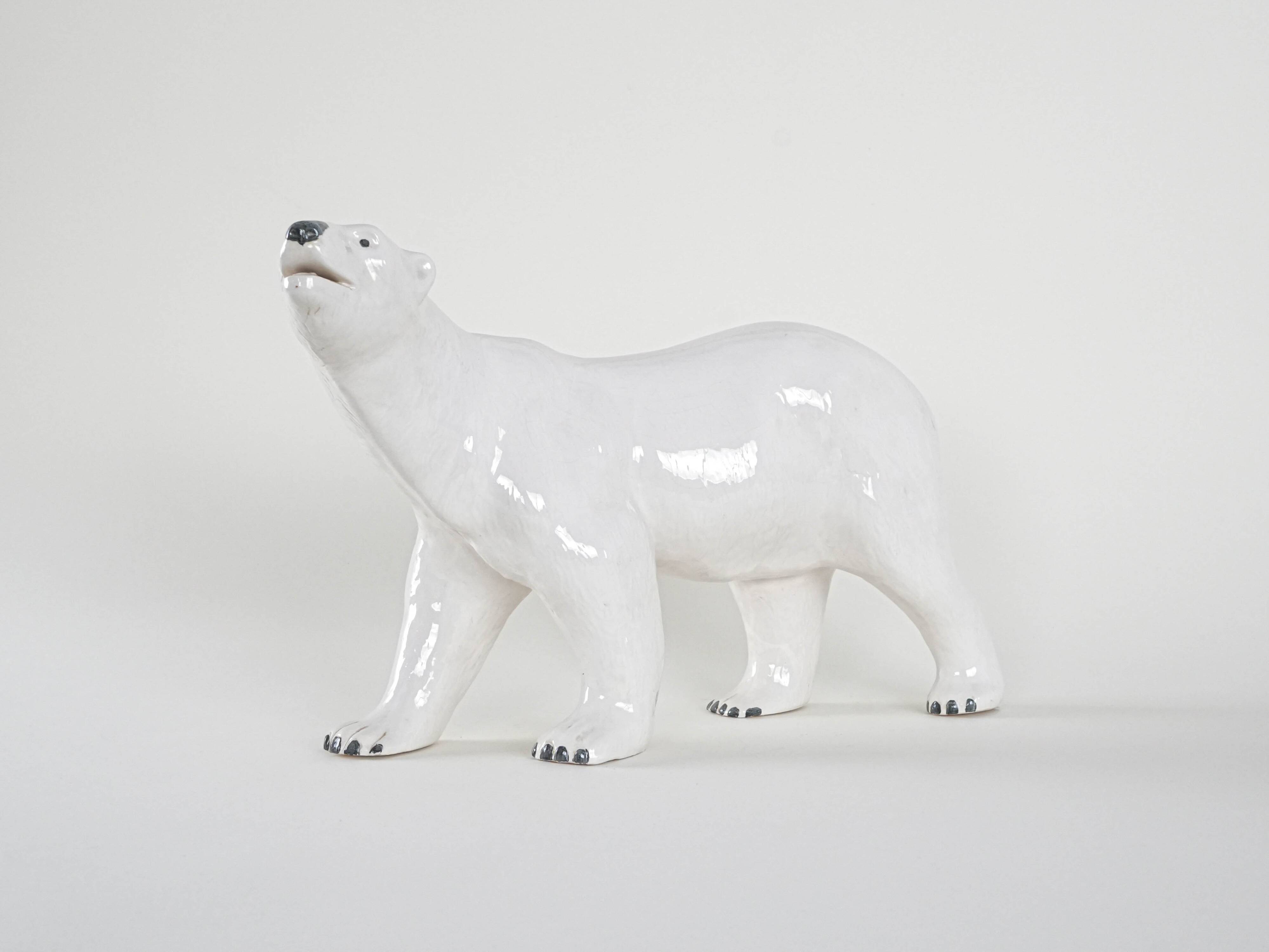 Sculpture d'ours polaire en céramique, Danemark années 1970