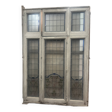 Fenêtre a imposte en vitrail Art Déco vers 1900 XX siècle