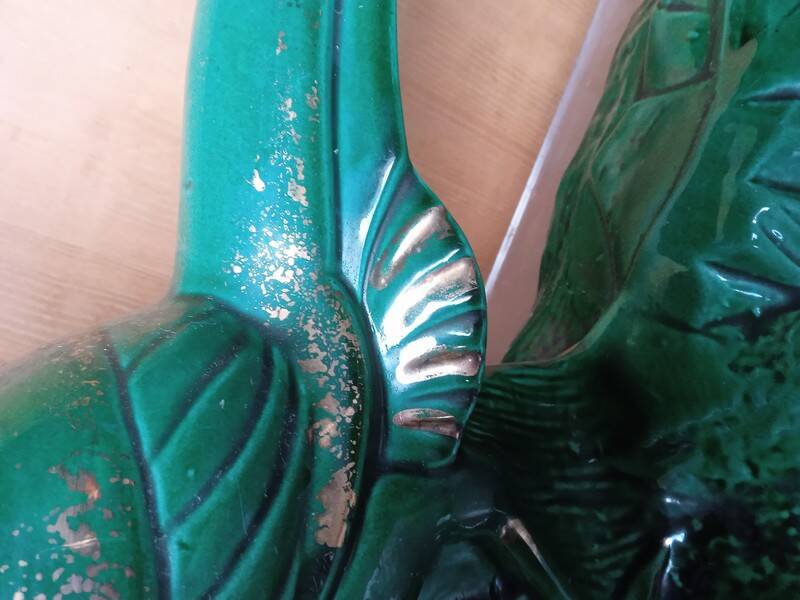 Pheasant statue sculpture glazed ceramic Ch.Lemanceau Art Deco