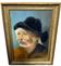 Oil painting on canvas portrait of a Chinese man in a black hat.