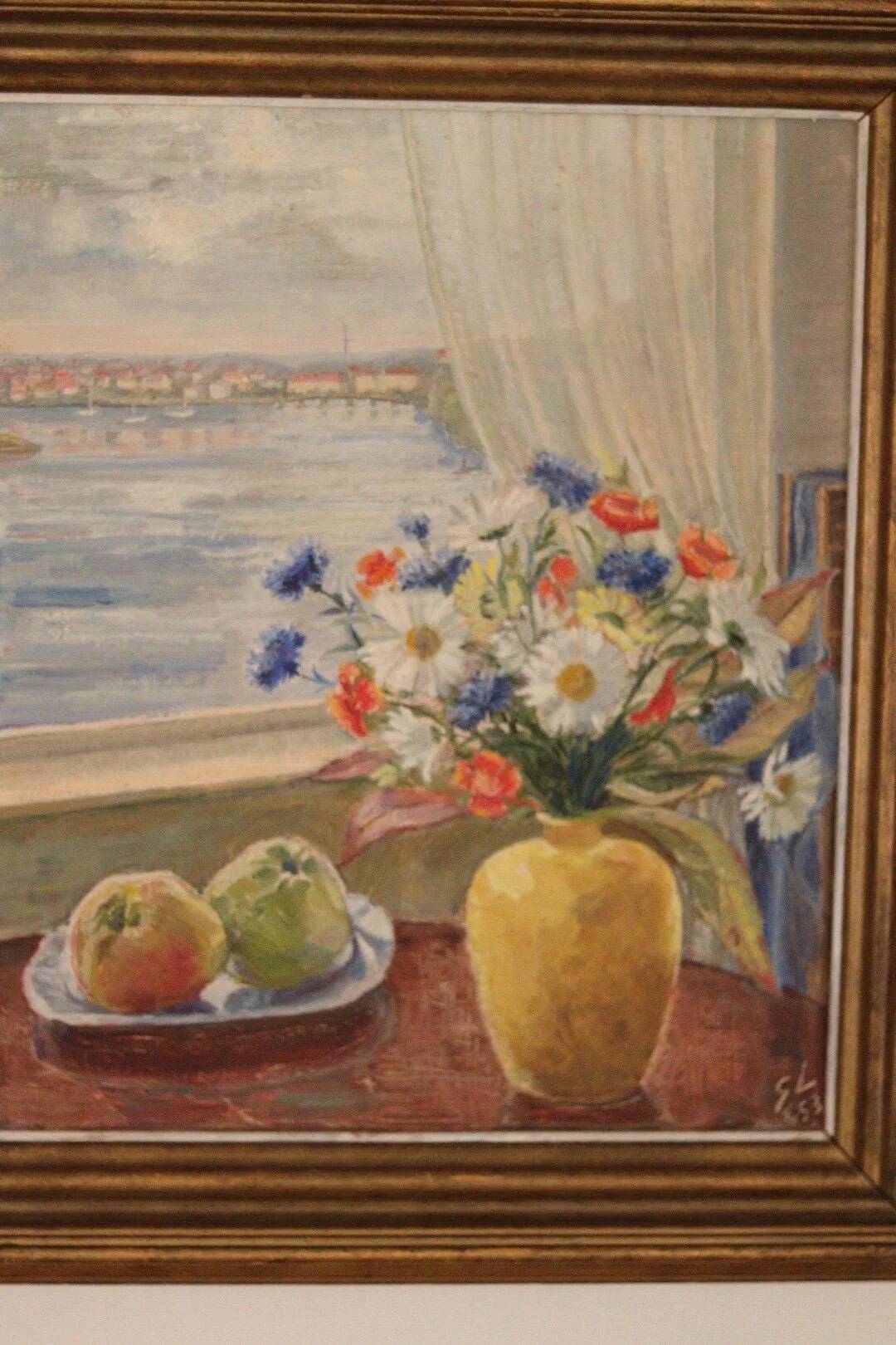 Nature morte avec vue par la fenêtre, par Gerhard Larsson, 1953