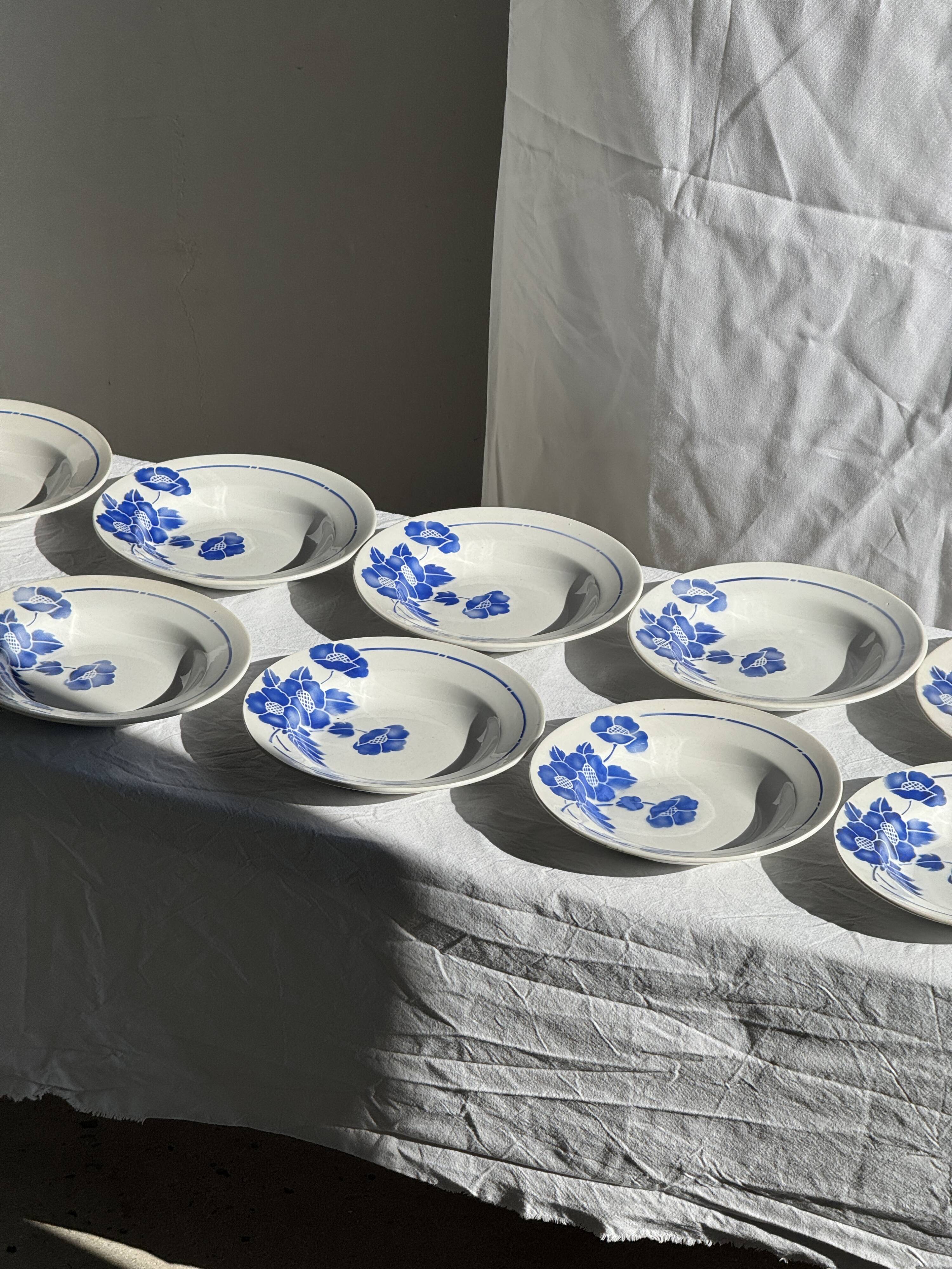 Set of 14 antique deep plates Moulin des Loups Hamage Model Edmond