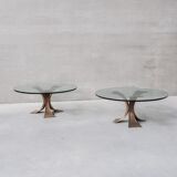 Bronze and glass belgium mid-century coffee table