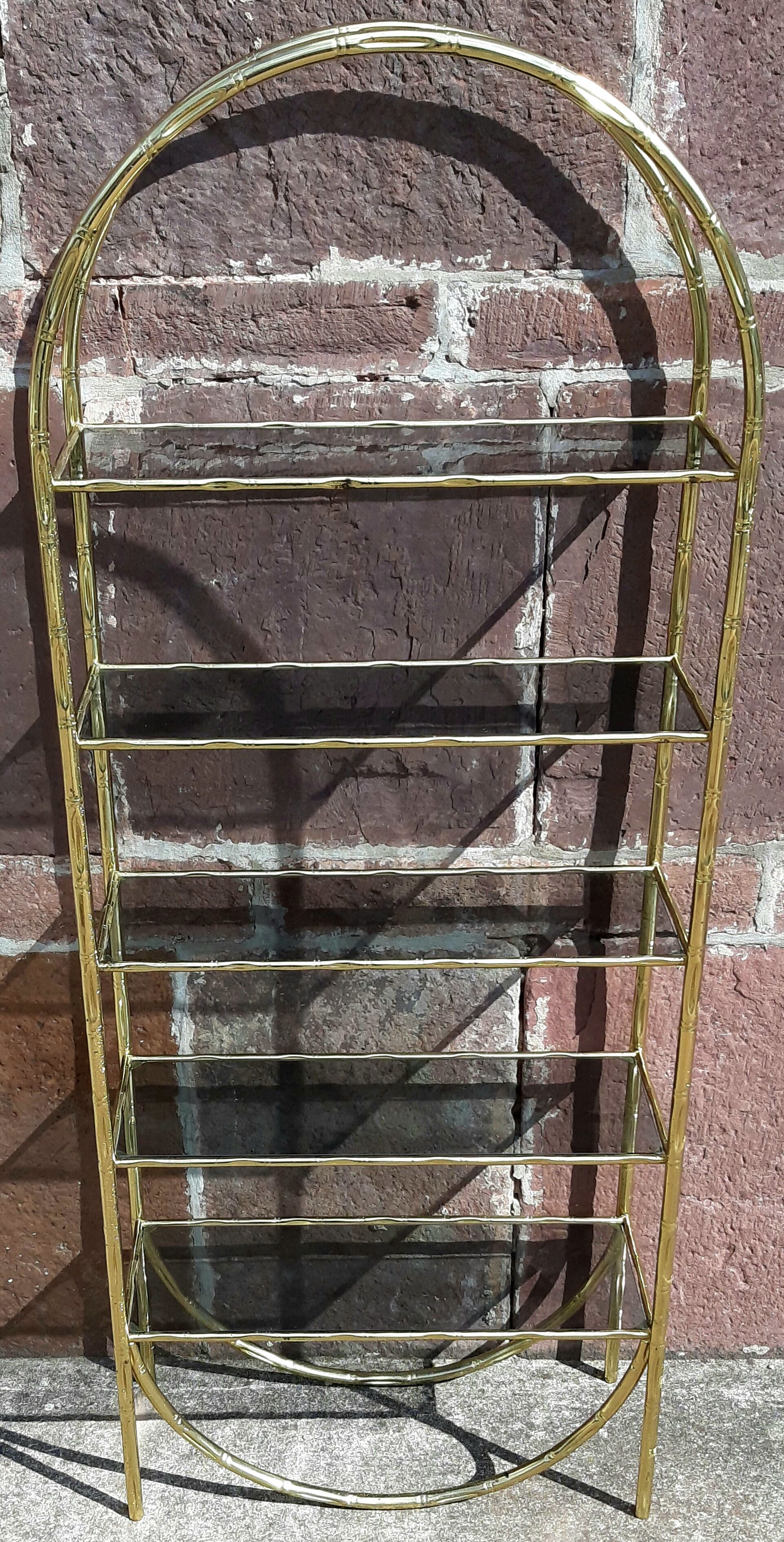 Shelf faux bamboo gold metal