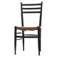 Ensemble vintage de 8 chaises de salle à manger en papercord noir italien, siège tissé, années 1950.