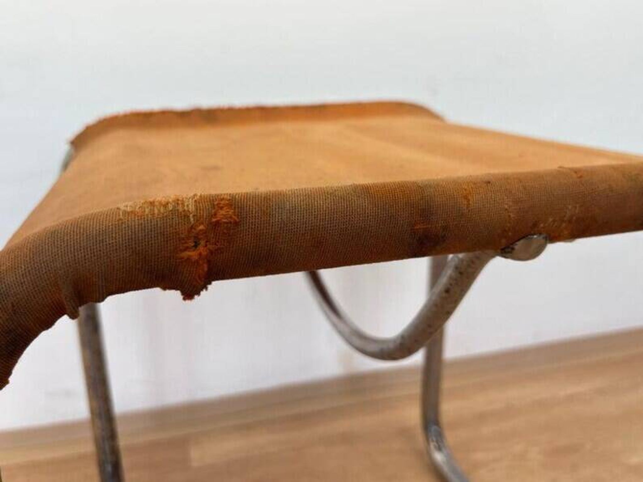 Very rare Chrome tubular steel Bauhaus Stool - 1930 / original eisengarn