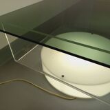 Vintage Italian square illuminated coffee table in glass and plexiglass