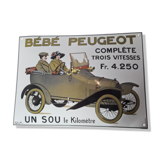 Plaque émaillée bébé peugeot