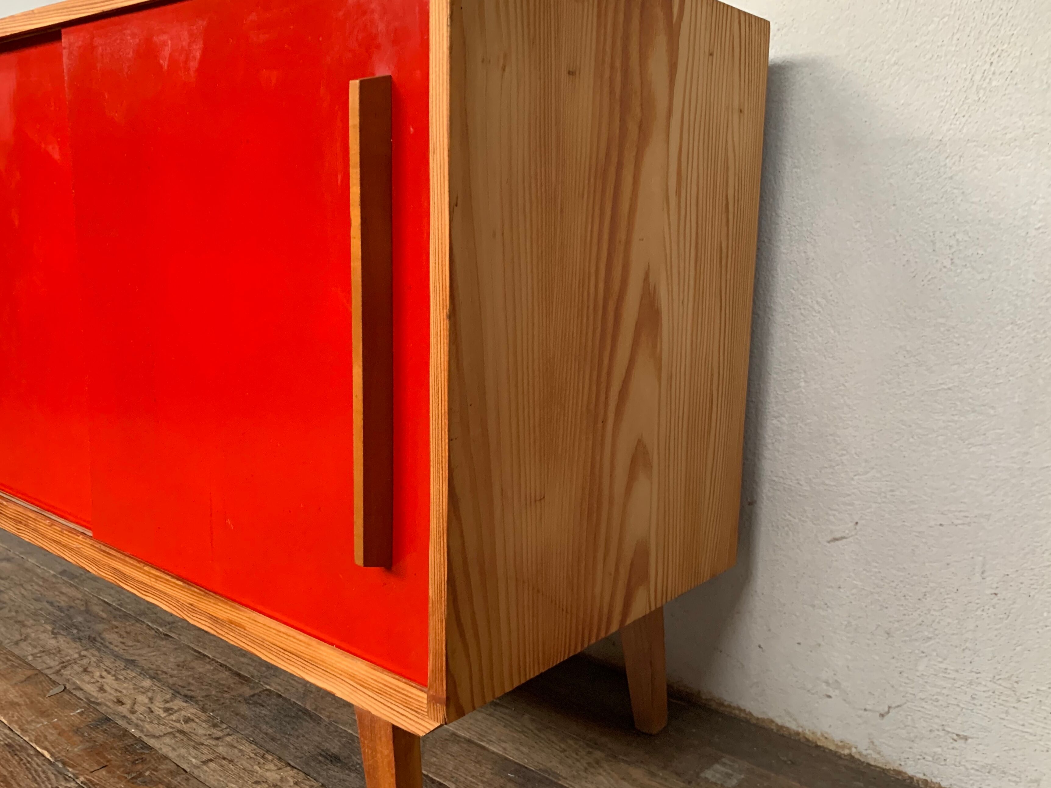 Enfilade vintage moderniste pieds compas 150 cm années 1950