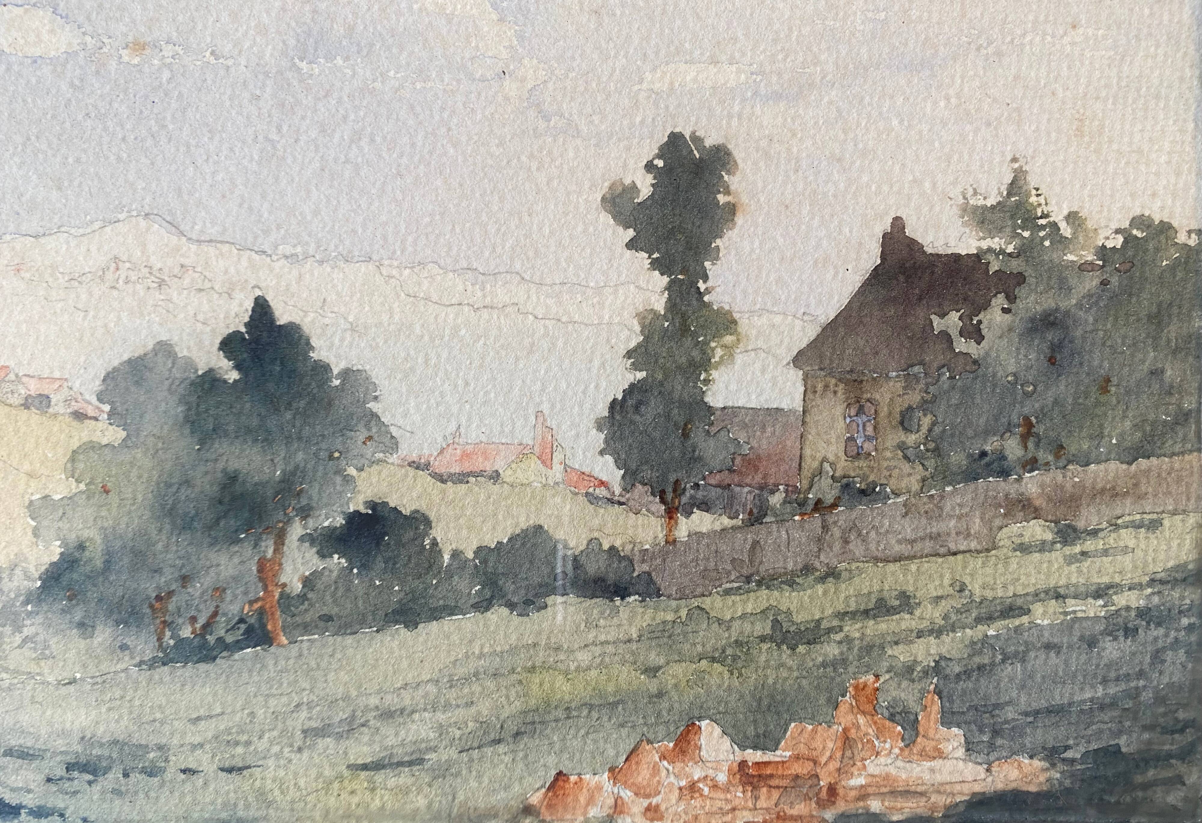 Watercolors XIX° "Landscapes of the countryside" signed A. Blin