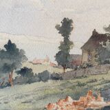Watercolors XIX° "Landscapes of the countryside" signed A. Blin