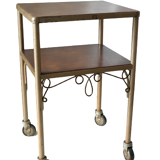 Vintage rolling side table 50 wood and metal