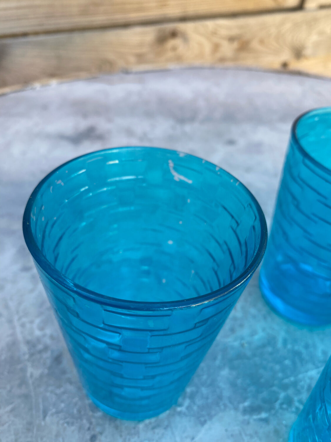 Series of 6 blue glasses