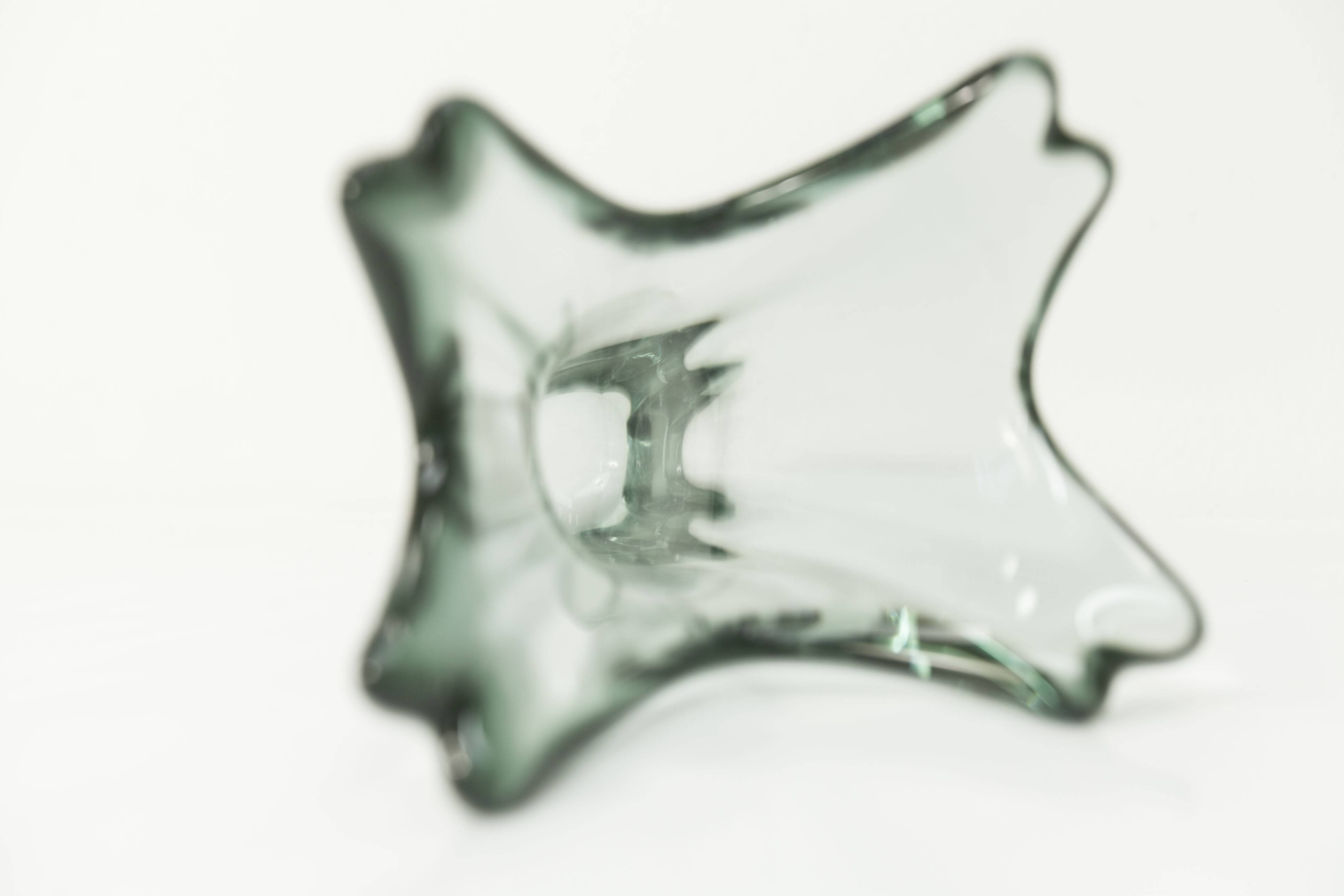 Transparent green Murano glass vase 1960