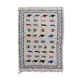 White moroccan carpet in wool 94x140cm