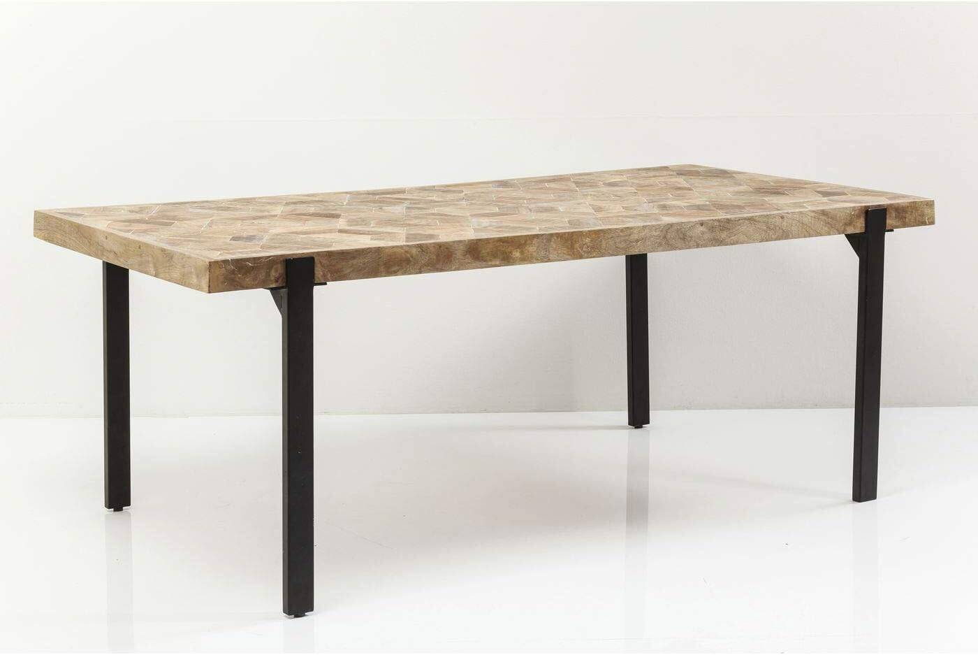 Tortuga table design 180 x 90 cm, made of mango wood and steel.