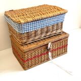 2 chanel boxes in vintage rattan