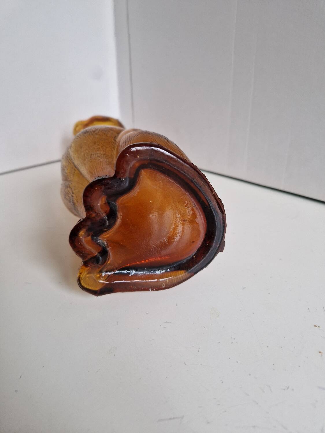 Vintage Empoli Amber Glass Cat Shaped Bottle
