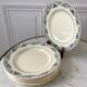 Lot de 6 assiettes plates Terre de Fer Moulins des Loups & Hamage vertes et bleues fin XIXème