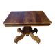Ancienne table carrée en noyer avec pied central