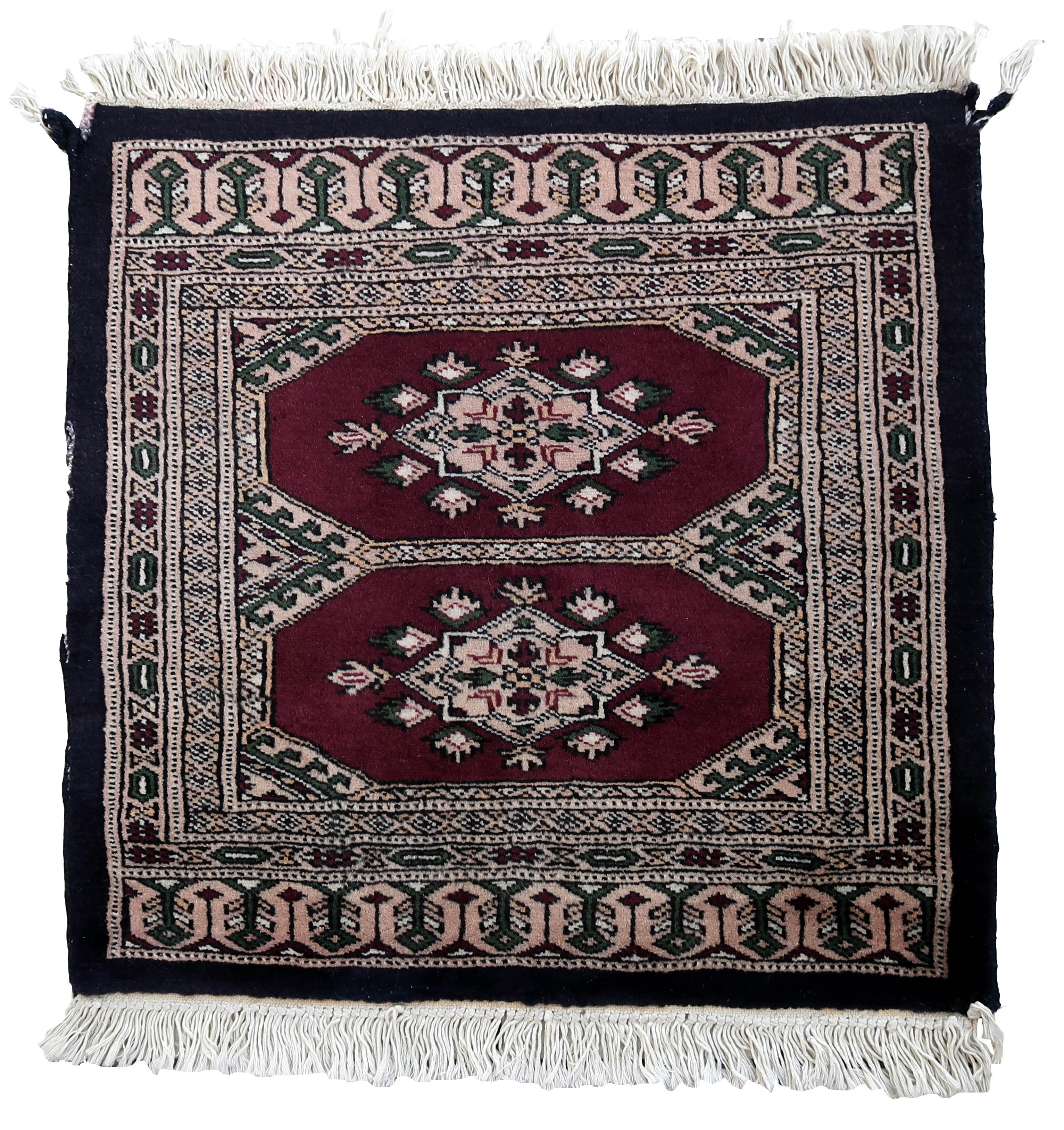 Vintage carpet uzbek bukhara handmade 55cm x 65cm 1970s
