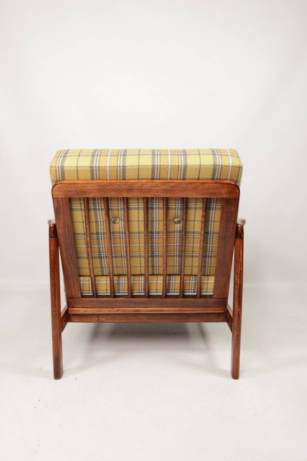 Vintage armchair tartan plaid wool design by Z. Baczyk 1965